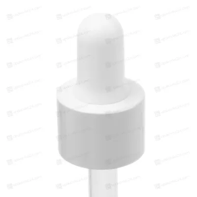 Пипетка 18/410 белая глянцевая груша с белым глянцевым алюминиевым чехлом (к флакону 30 мл) 770052WW