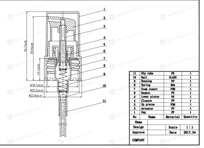 Дозатор 20/410 белый с алюмин. золотым чехлом (Длина трубки 150 мм.) EF-R12