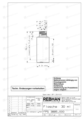 Флакон GlassPolymer 30 мл 20/410 натуральный BP4715