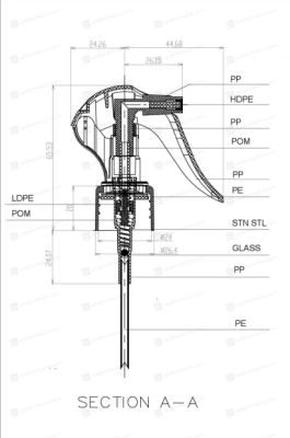 Мини-триггер 24/410 черный T2802B (трубка 220 мм.)