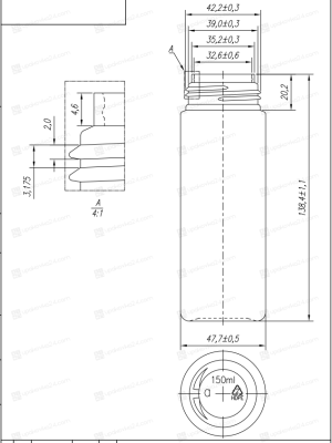 Флакон 150 мл белый HDPE 43/400 F150W