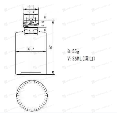 Флакон стеклянный 35 мл  20/410 прозрачный 35YB13106