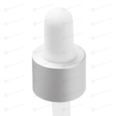 Пипетка 18/410 белая матовая груша с серебряным матовым алюминиевым чехлом (к флакону 30 мл) 770052WSM