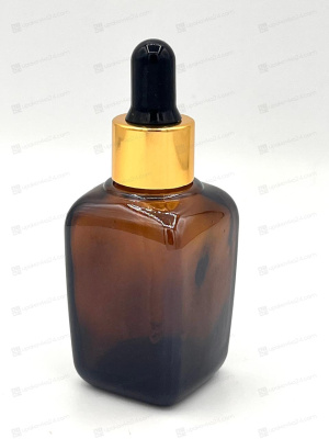 Пипетка 18/410 черная глянцевая груша с золотым алюминиевым чехлом (к флакону 15 мл) 770052BG15