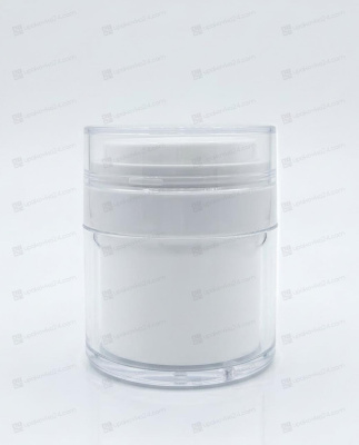 Вакуумная банка 50 мл. прозрачная с белым термосом JY124A