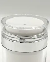 Дозатор  белый с серебряной метализацией к вакуумной банке JY124A (50 мл.) (верхняя часть)