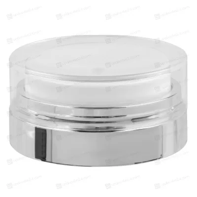 Дозатор  белый с серебряной метализацией к вакуумной банке JY124A (50 мл.) (верхняя часть)