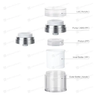 Вакуумная банка 50 мл. прозрачная с белым термосом JY124A (нижняя часть)