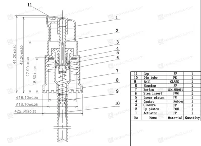 Дозатор 18/410 белый с клипсой CR01-18/410TEW (3059)  (длина трубки 80 мм)