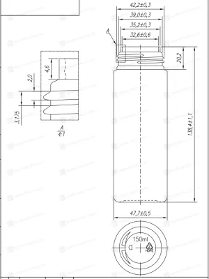 Флакон 150 мл белый HDPE 43/400 F150W
