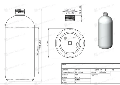 Флакон 500 мл 24/410 натуральный РЕТ BP4780 (спецупаковка)