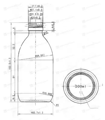 Флакон 300 мл коричневый стеклянный 443001