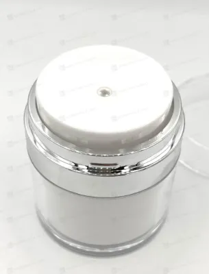 Дозатор  белый с серебряной метализацией к вакуумной банке JY124A (50 мл.) (верхняя часть)