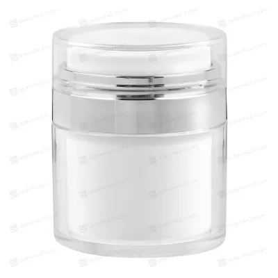 Дозатор  белый с серебряной метализацией к вакуумной банке JY124A (50 мл.) (верхняя часть)