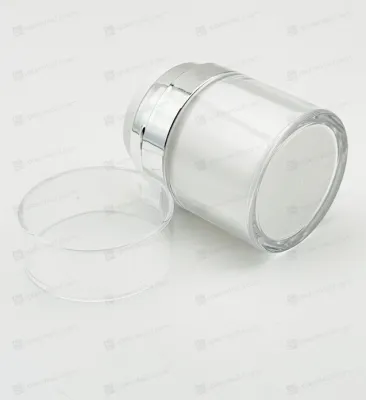 Дозатор  белый с серебряной метализацией к вакуумной банке JY124A (50 мл.) (верхняя часть)